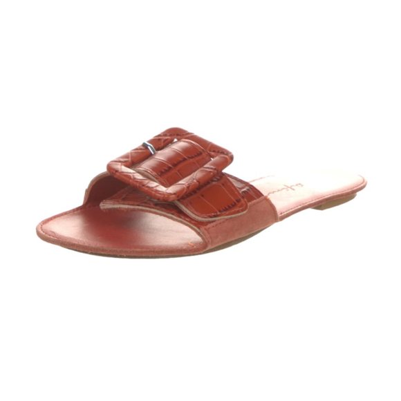 Definery Embossed Leather Slides - Picture 2 of 5